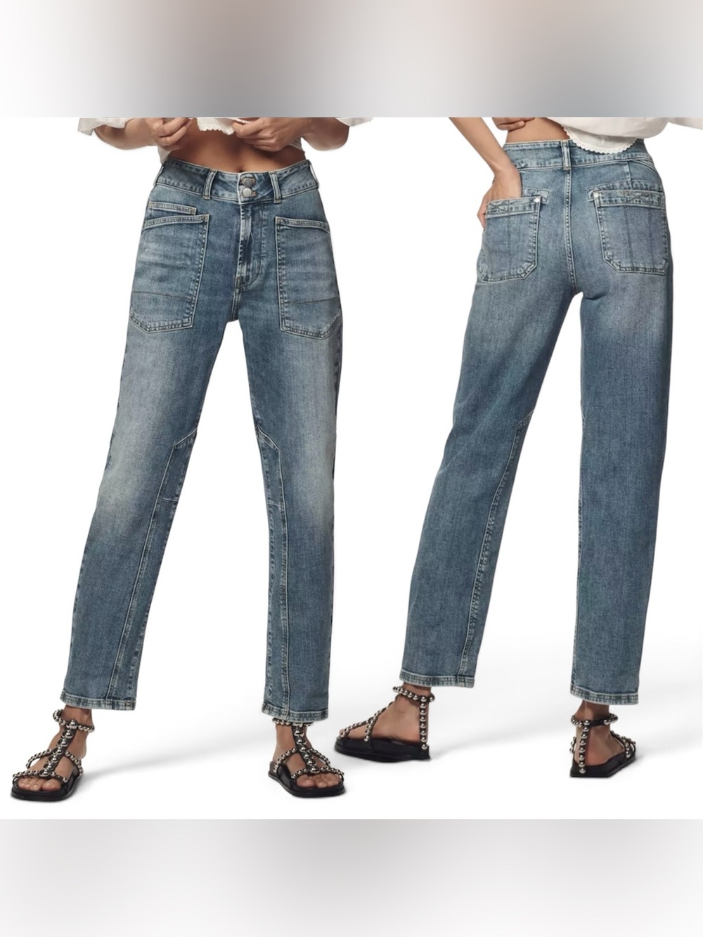 Pilcro 27 The Wanderer Blue Jeans Mid Rise Relaxed Womens Slim Straight 00s Pant